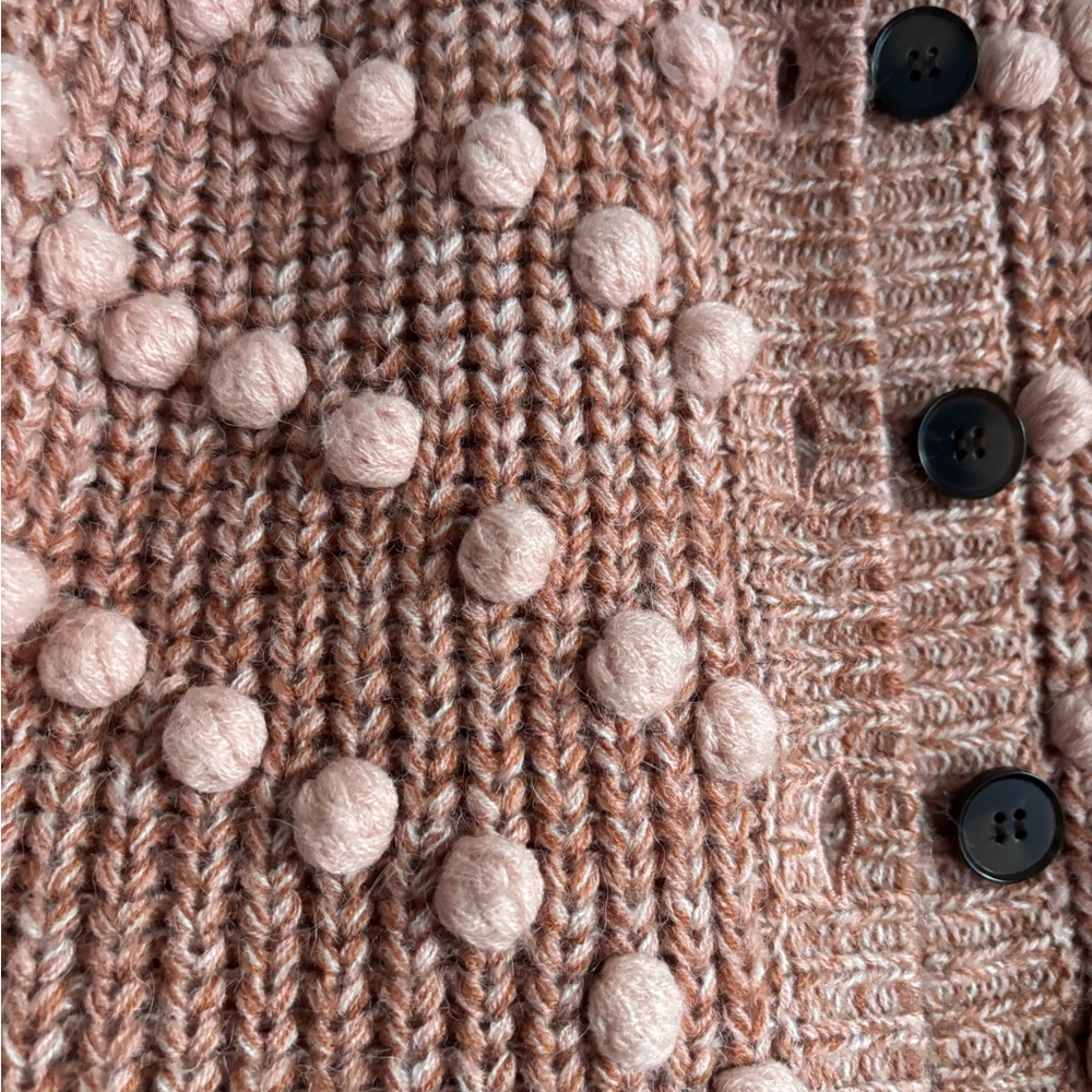 THE GREAT. Textured Pom-Pom Cardigan - Dusty Pink - Picture 5 of 5